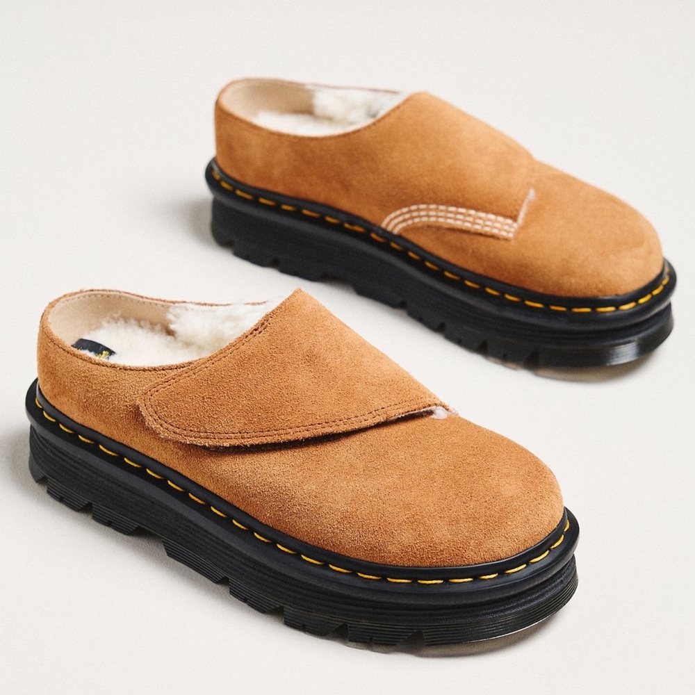 Dr. Martens Zebzag Tan Suede Slip-On Shoes